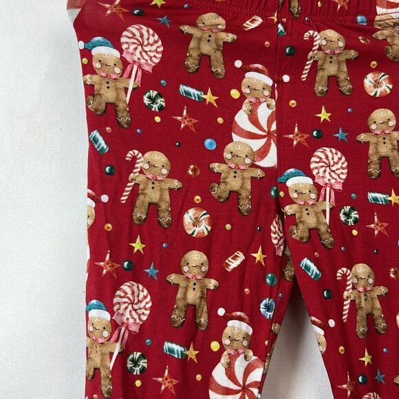 Posh Peanut red gingerbread man bamboo leggings size 3T to 4T NWOT - Picture 2 of 10